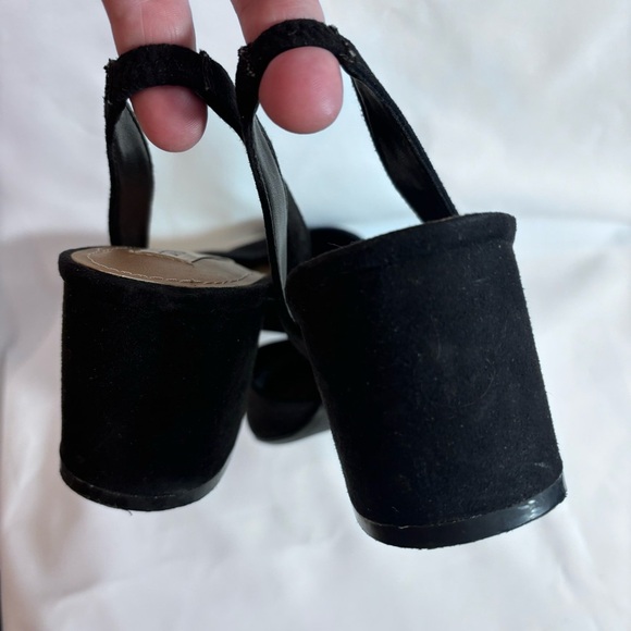 STEVE MADDEN Sz 8B Davies Slingback Shoes Suede Textile Block Heel Pointy Toe - Picture 5 of 7